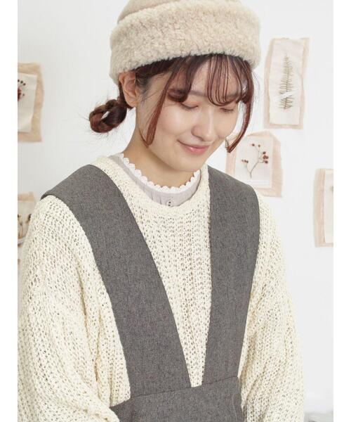 Samansa Mos2（サマンサ モスモス）の「片畦クルーネックゆるニット（ニット/セーター・レディース・レッド/キナリ/ブラック・F）」の17枚目の写真