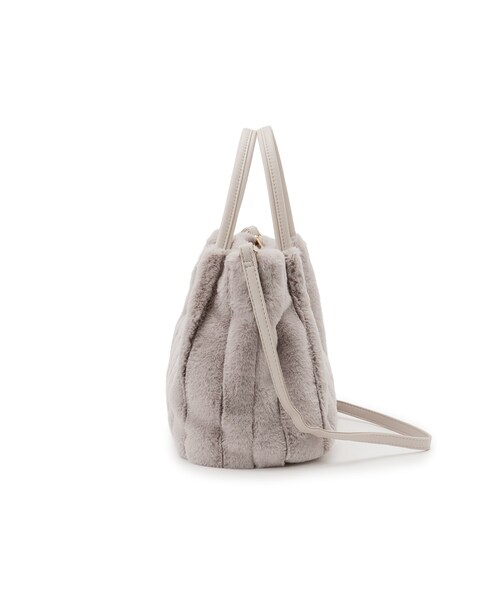 SHOO・LA・RUE（シューラルー）の「◆【2WAY】上品カラーで取り入れやすい ふわふわ ストライプファートートバッグ（トートバッグ・レディース・ベージュ/グレー/ブラック/アイボリー・00）」の10枚目の写真