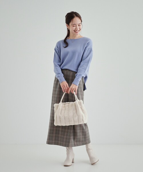 SHOO・LA・RUE（シューラルー）の「◆【2WAY】上品カラーで取り入れやすい ふわふわ ストライプファートートバッグ（トートバッグ・レディース・ベージュ/グレー/ブラック/アイボリー・00）」の21枚目の写真