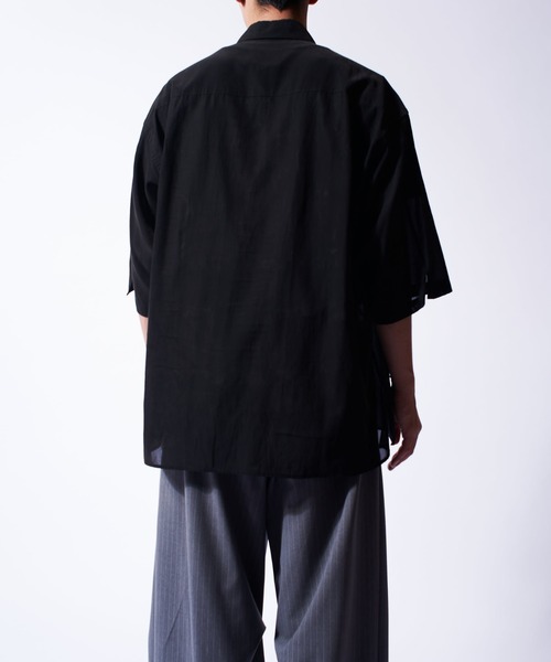 y's ワイズ 抽象デザイン 半袖シャツ キュプラ 100% y's ワイズ 抽象