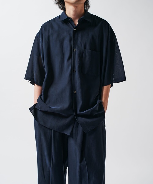 Lui's（ルイス）の「キュプラ混ワイド半袖シャツ（シャツ/ブラウス・メンズ・ネイビー/チャコールグレー/ブラック・FREE）」の17枚目の写真