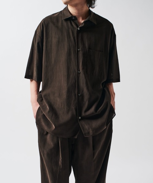 y's ワイズ　抽象デザイン 半袖シャツ キュプラ 100% y's ワイズ 抽象デザイン 半袖シャツ キュプラ 100%