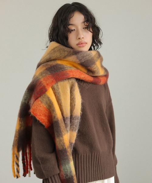 LEPSIM（レプシィム）の「太フリンジチェックストール 145725