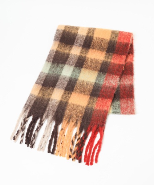 LEPSIM（レプシィム）の「太フリンジチェックストール　145725（ストール/ショール・レディース・ブルー/オレンジ/ブルー系その他・ONE SIZE）」の11枚目の写真