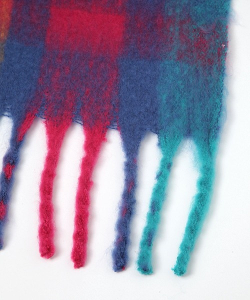 LEPSIM（レプシィム）の「太フリンジチェックストール　145725（ストール/ショール・レディース・ブルー/オレンジ/ブルー系その他・ONE SIZE）」の20枚目の写真