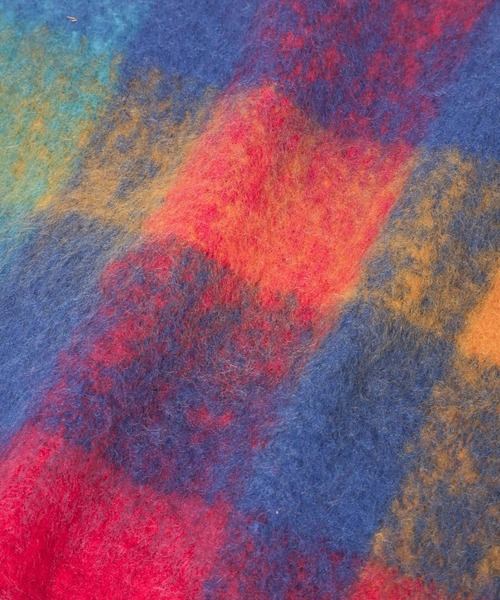 LEPSIM（レプシィム）の「太フリンジチェックストール　145725（ストール/ショール・レディース・ブルー/オレンジ/ブルー系その他・ONE SIZE）」の22枚目の写真