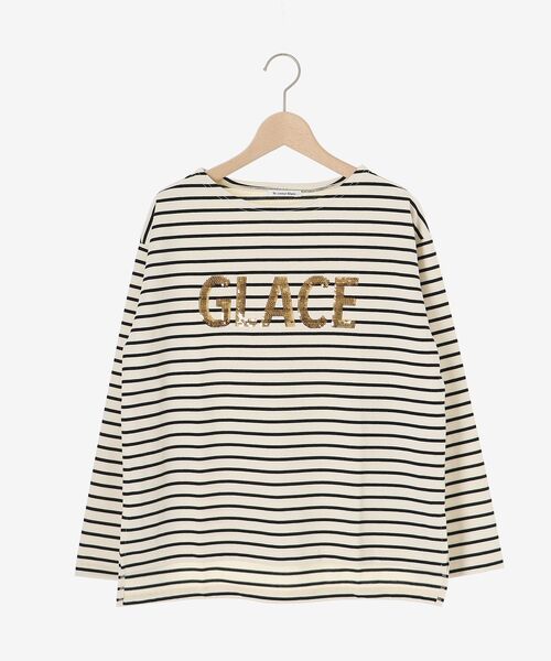 【セール】GLACEスパンコールロゴボーダー（Tシャツ/カットソー）｜le.coeur blanc（ルクールブラン）