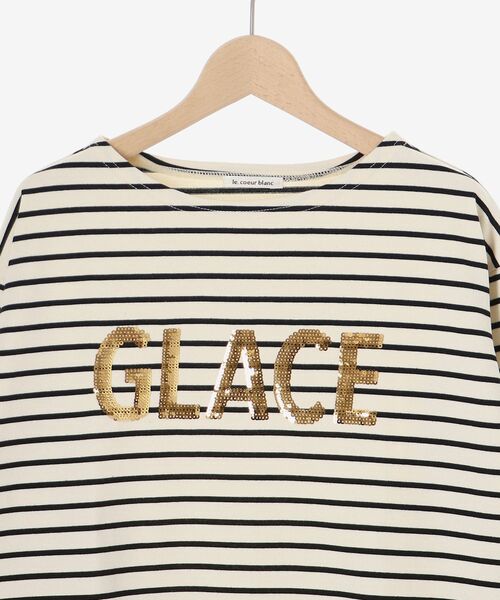 【セール】GLACEスパンコールロゴボーダー（Tシャツ/カットソー）｜le.coeur blanc（ルクールブラン）