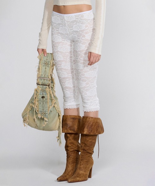 SCULPTOR（スカルプター）の「90's Lace Leggings/90's レースレギンス（レギンス/スパッツ・レディース・ブラック/ナチュラル/ホワイト・MEDIUM/SMALL）」の4枚目の写真