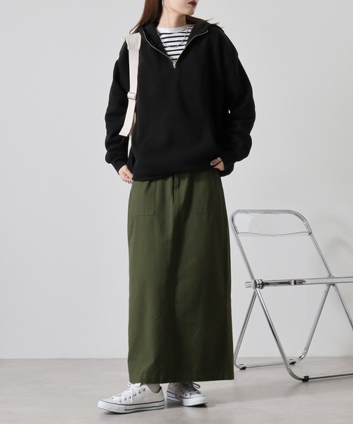 FUNALIVE(ファンアライブ)の「Fleece-lined half-zip hoodie / 裏起毛ハーフジップパーカー フーディー unisex(スウェット・メンズ・ブラック/オートミール/ヘザーチャコール/グレイッシュベージュ・M/L/XL)」の11枚目の写真