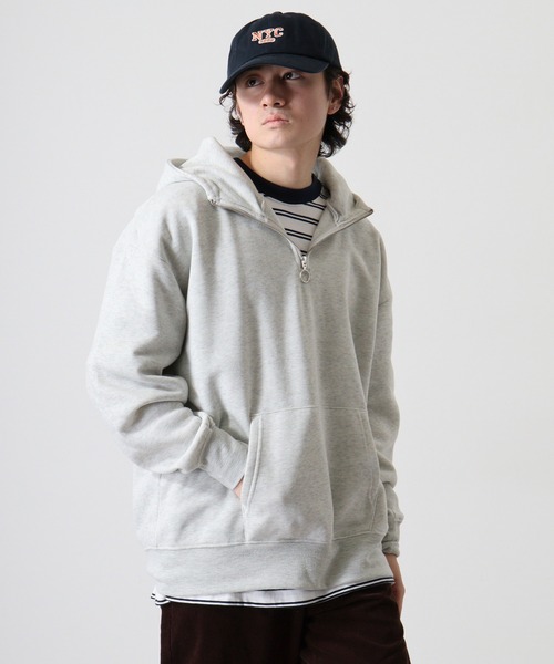 FUNALIVE(ファンアライブ)の「Fleece-lined half-zip hoodie / 裏起毛ハーフジップパーカー フーディー unisex(スウェット・メンズ・ブラック/オートミール/ヘザーチャコール/グレイッシュベージュ・M/L/XL)」の20枚目の写真