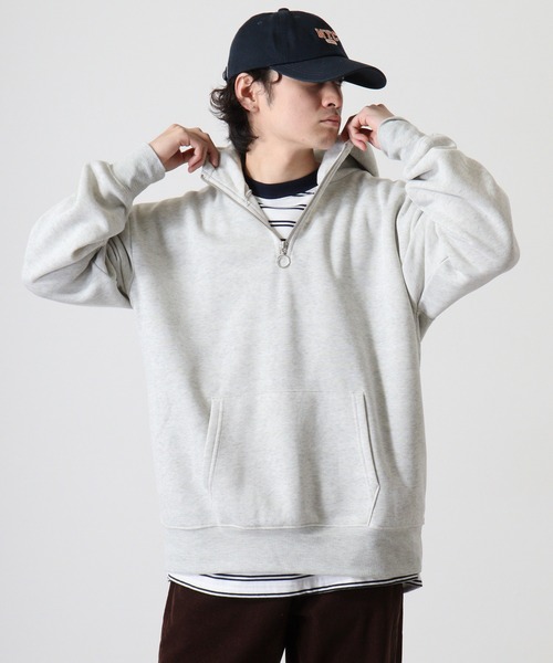 FUNALIVE(ファンアライブ)の「Fleece-lined half-zip hoodie / 裏起毛ハーフジップパーカー フーディー unisex(スウェット・メンズ・ブラック/オートミール/ヘザーチャコール/グレイッシュベージュ・M/L/XL)」の21枚目の写真