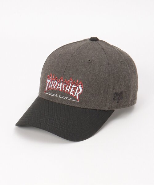 VENCEEXCHANGE（ヴァンスエクスチェンジ）の「THRASHER スラッシャー FIRE ベースボールキャップ（キャップ・メンズ・グレー/ホワイト/ブラック・フリー）」の3枚目の写真