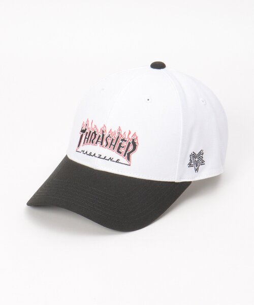 VENCEEXCHANGE（ヴァンスエクスチェンジ）の「THRASHER スラッシャー FIRE ベースボールキャップ（キャップ・メンズ・グレー/ホワイト/ブラック・フリー）」の4枚目の写真
