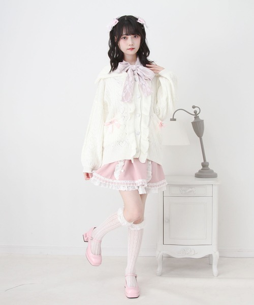 DearMyLove（ディアマイラブ）の「セーラ襟フリルカーディガン（カーディガン/ボレロ・レディース・ホワイト/ホワイト×ブルー/ホワイト×パープル/ホワイト×ピンク・M-L/LL～3L）」の7枚目の写真