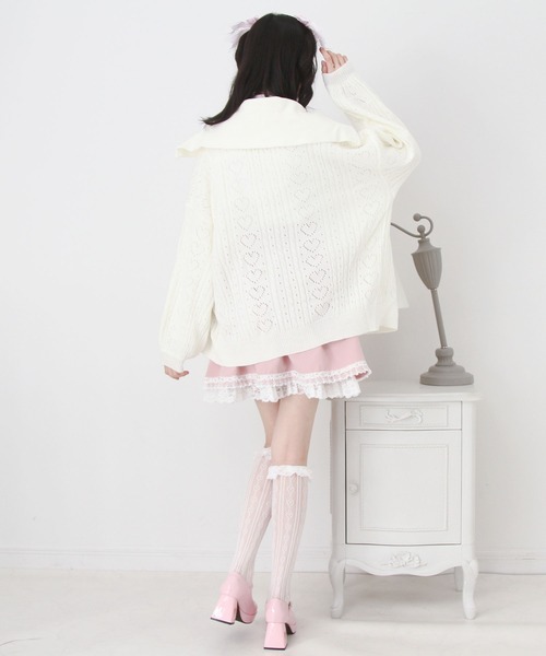 DearMyLove（ディアマイラブ）の「セーラ襟フリルカーディガン（カーディガン/ボレロ・レディース・ホワイト/ホワイト×ブルー/ホワイト×パープル/ホワイト×ピンク・M-L/LL～3L）」の8枚目の写真