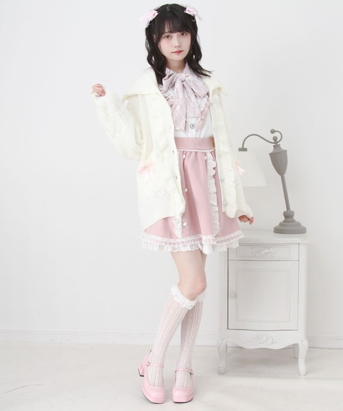 DearMyLove（ディアマイラブ）の「セーラ襟フリルカーディガン（カーディガン/ボレロ・レディース・ホワイト/ホワイト×ブルー/ホワイト×パープル/ホワイト×ピンク・M-L/LL～3L）」の10枚目の写真