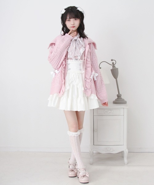 DearMyLove（ディアマイラブ）の「セーラ襟フリルカーディガン（カーディガン/ボレロ・レディース・ホワイト/ホワイト×ブルー/ホワイト×パープル/ホワイト×ピンク・M-L/LL～3L）」の15枚目の写真