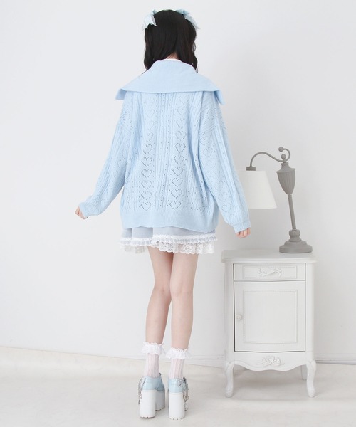 DearMyLove（ディアマイラブ）の「セーラ襟フリルカーディガン（カーディガン/ボレロ・レディース・ホワイト/ホワイト×ブルー/ホワイト×パープル/ホワイト×ピンク・M-L/LL～3L）」の21枚目の写真