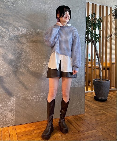 Mi-je(ミジェ)の「メッシュニット【韓国ファッション】(ニット/セーター・レディース・ブルーグレー/ベージュ/チャコール・F)」の18枚目の写真