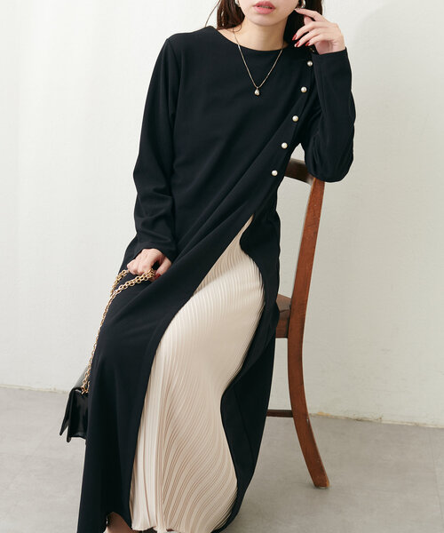 natural couture(ナチュラルクチュール)の「【WEB限定】カットジョーゼットプリーツ切替ワンピース(ワンピース・レディース・ブラック/アイボリー/ブルー・FREE)」の20枚目の写真