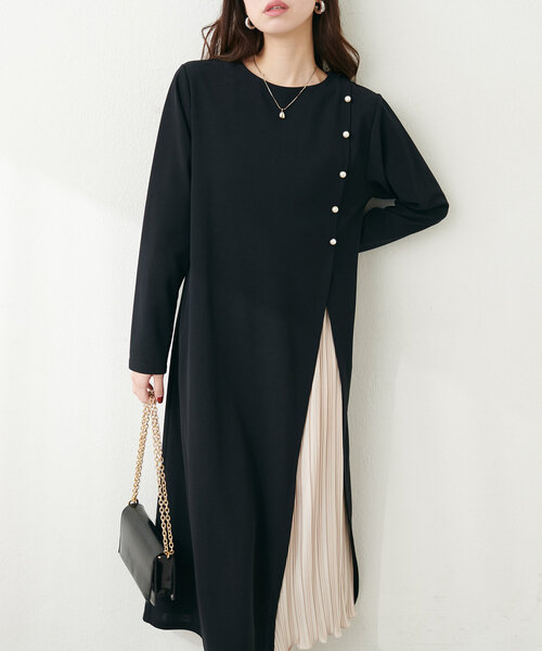 natural couture(ナチュラルクチュール)の「【WEB限定】カットジョーゼットプリーツ切替ワンピース(ワンピース・レディース・ブラック/アイボリー/ブルー・FREE)」の19枚目の写真