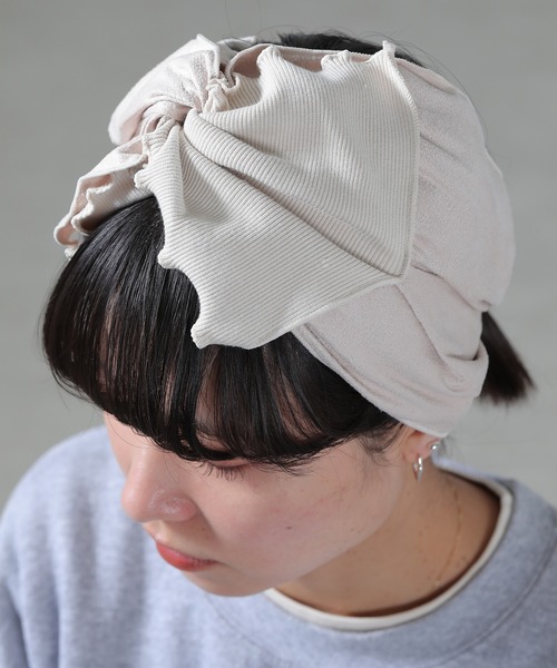 emesuelee（エメスーリー）の「合皮レザー×リブメロー ヘアバンド（ヘアバンド・レディース・アイボリー/ブラック/ダークブラウン/ブラウン/ベージュ・フリー）」の7枚目の写真