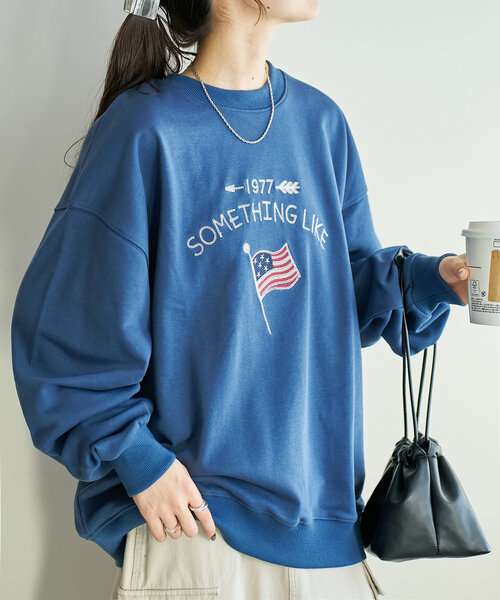 【ユニセックス】チェーンステッチモチーフ刺繍スウェット（Tシャツ/カットソー）｜DISCOAT（ディスコート）