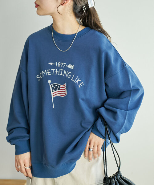 【ユニセックス】チェーンステッチモチーフ刺繍スウェット（Tシャツ/カットソー）｜DISCOAT（ディスコート）