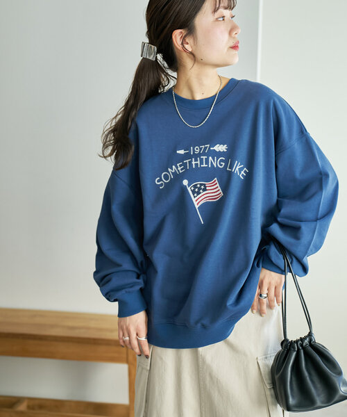 【ユニセックス】チェーンステッチモチーフ刺繍スウェット（Tシャツ/カットソー）｜DISCOAT（ディスコート）