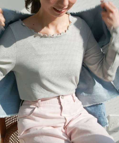 flower(フラワー)の「シャイニーメロウロングスリーブ(Tシャツ/カットソー・レディース・ピンク/シルバー・FREE)」の2枚目の写真