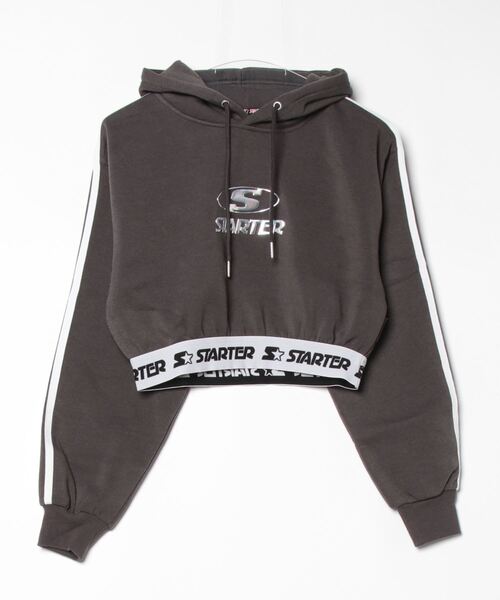 STARTER BLACK LABEL(スターターブラックレーベル)の「STARTER LADYS スウェットショート丈プリントプルパーカー 裏起毛(パーカー・レディース・ブラック/ブラック系その他2/ホワイト系その他2/ホワイト/チャコール/グレー系その他2・M/L)」の6枚目の写真