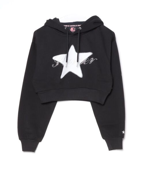 STARTER BLACK LABEL(スターターブラックレーベル)の「STARTER LADYS スウェットショート丈プリントプルパーカー 裏起毛(パーカー・レディース・ブラック/ブラック系その他2/ホワイト系その他2/ホワイト/チャコール/グレー系その他2・M/L)」の3枚目の写真
