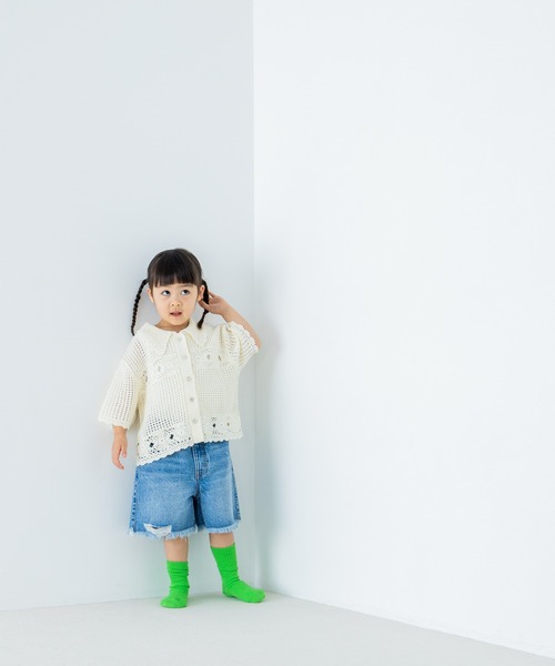 LOWRYS FARM（ローリーズファーム）の「カギバリカーディガン　319674（カーディガン/ボレロ・キッズ・アイボリー/ブラック・110cm/120cm/130cm/140cm/150cm）」の12枚目の写真