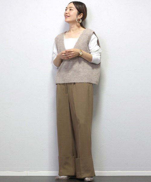 片畦編みミックスヤーンVネックベスト（ベスト）｜Aletta vita（アレッ