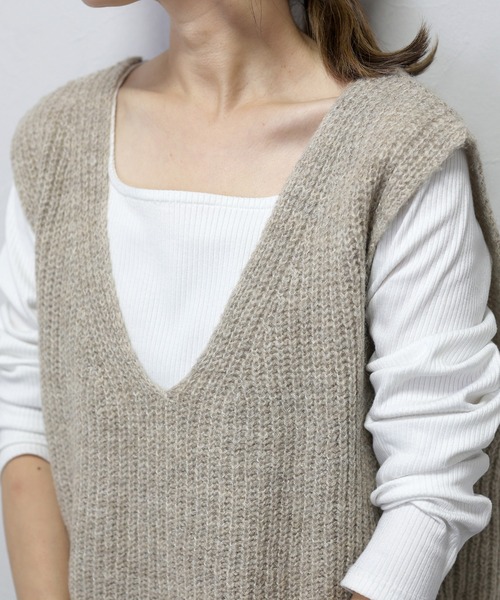 未使用⭐️Drawer ウールナイロンあぜ編みVネックベスト ドゥロワー 1 3Gウールナイロンあぜ編み Vネックベスト - メルカリ