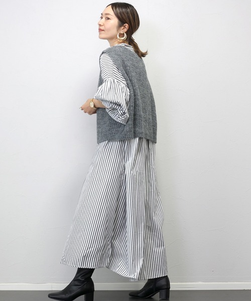 片畦編みミックスヤーンVネックベスト（ベスト）｜Aletta vita（アレッ