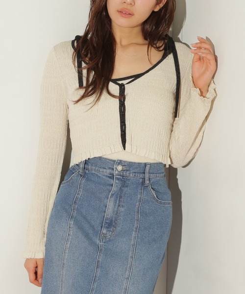 JILL by JILL STUART(ジルバイジルスチュアート)の「シャーリングニットアンサンブル(ニット/セーター・レディース・ミント/ラベンダー/ホワイト系その他・FREE)」の2枚目の写真