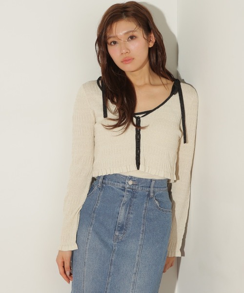 JILL by JILL STUART(ジルバイジルスチュアート)の「シャーリングニットアンサンブル(ニット/セーター・レディース・ミント/ラベンダー/ホワイト系その他・FREE)」の4枚目の写真