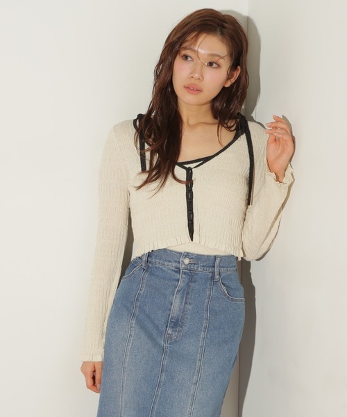 JILL by JILL STUART(ジルバイジルスチュアート)の「シャーリングニットアンサンブル(ニット/セーター・レディース・ミント/ラベンダー/ホワイト系その他・FREE)」の5枚目の写真