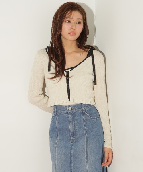 JILL by JILL STUART(ジルバイジルスチュアート)の「シャーリングニットアンサンブル(ニット/セーター・レディース・ミント/ラベンダー/ホワイト系その他・FREE)」の6枚目の写真