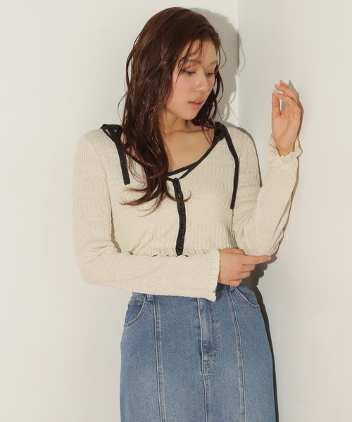JILL by JILL STUART(ジルバイジルスチュアート)の「シャーリングニットアンサンブル(ニット/セーター・レディース・ミント/ラベンダー/ホワイト系その他・FREE)」の7枚目の写真