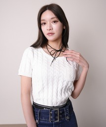 ポイントポケットケーブルハーフニット