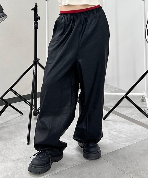Figments(フィグメンツ)の「ダブルウエストコーティングパンツ(その他パンツ・レディース・ブラック/ワイン・MEDIUM/SMALL)」の2枚目の写真