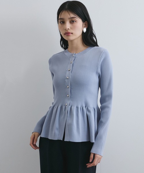 VIS(ビス)の「【前後2WAY】ペプラムカーディガン【アンチピリング】(カーディガン/ボレロ・レディース・ホワイト/ブラック/サックスブルー・FREE)」の1枚目の写真