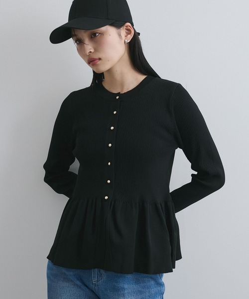 VIS(ビス)の「【前後2WAY】ペプラムカーディガン【アンチピリング】(カーディガン/ボレロ・レディース・ホワイト/ブラック/サックスブルー・FREE)」の5枚目の写真