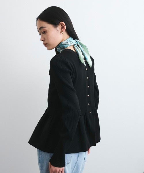 VIS(ビス)の「【前後2WAY】ペプラムカーディガン【アンチピリング】(カーディガン/ボレロ・レディース・ホワイト/ブラック/サックスブルー・FREE)」の9枚目の写真