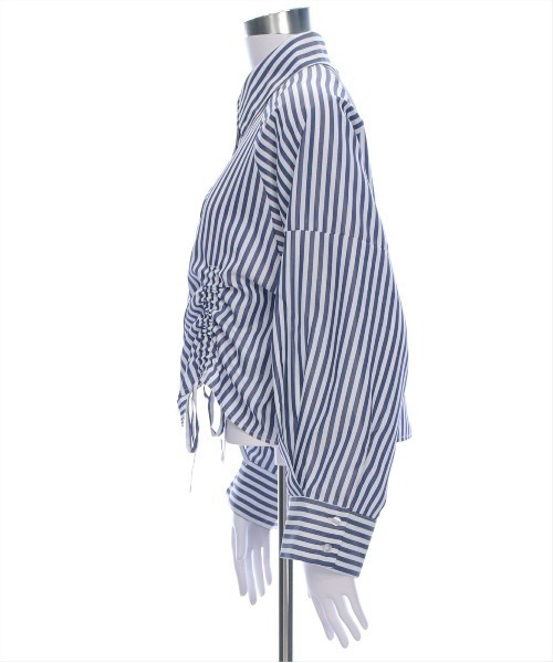 CLEAR BASIC（クリアベーシック）の「裾ドロストストライプシャツ [着回し力万能 大人ガーリー ]≪CLEAR BASIC≫（シャツ/ブラウス・レディース・サックスブルー/オフホワイト/ブルー系その他・F）」の10枚目の写真