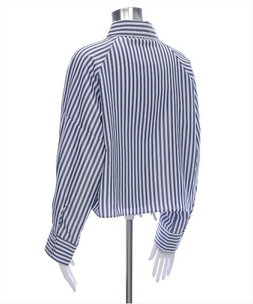 CLEAR BASIC（クリアベーシック）の「裾ドロストストライプシャツ [着回し力万能 大人ガーリー ]≪CLEAR BASIC≫（シャツ/ブラウス・レディース・サックスブルー/オフホワイト/ブルー系その他・F）」の11枚目の写真