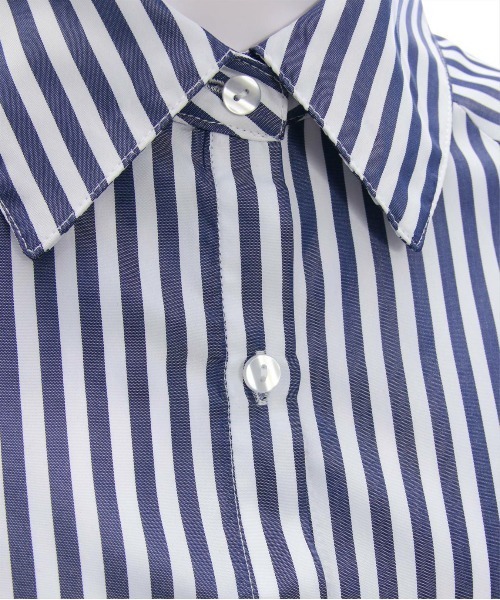 CLEAR BASIC（クリアベーシック）の「裾ドロストストライプシャツ [着回し力万能 大人ガーリー ]≪CLEAR BASIC≫（シャツ/ブラウス・レディース・サックスブルー/オフホワイト/ブルー系その他・F）」の14枚目の写真